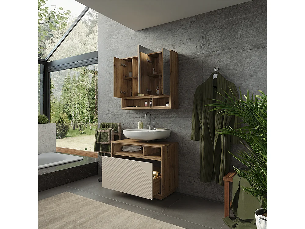 Badrumsmöbelset kaschmir/hantverks ek 80x40x64 beatrice