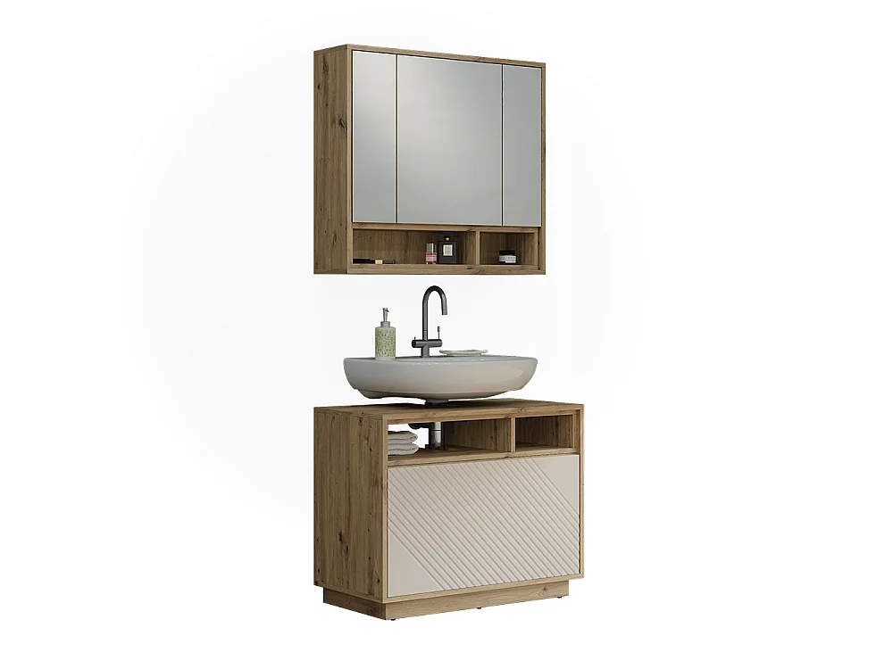 Badrumsmöbelset kaschmir/hantverks ek 80x40x64 beatrice