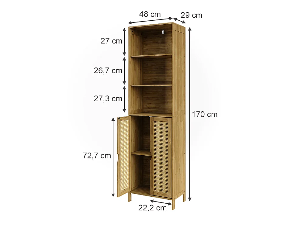 Hochschrank bambus 48x29x170 liora