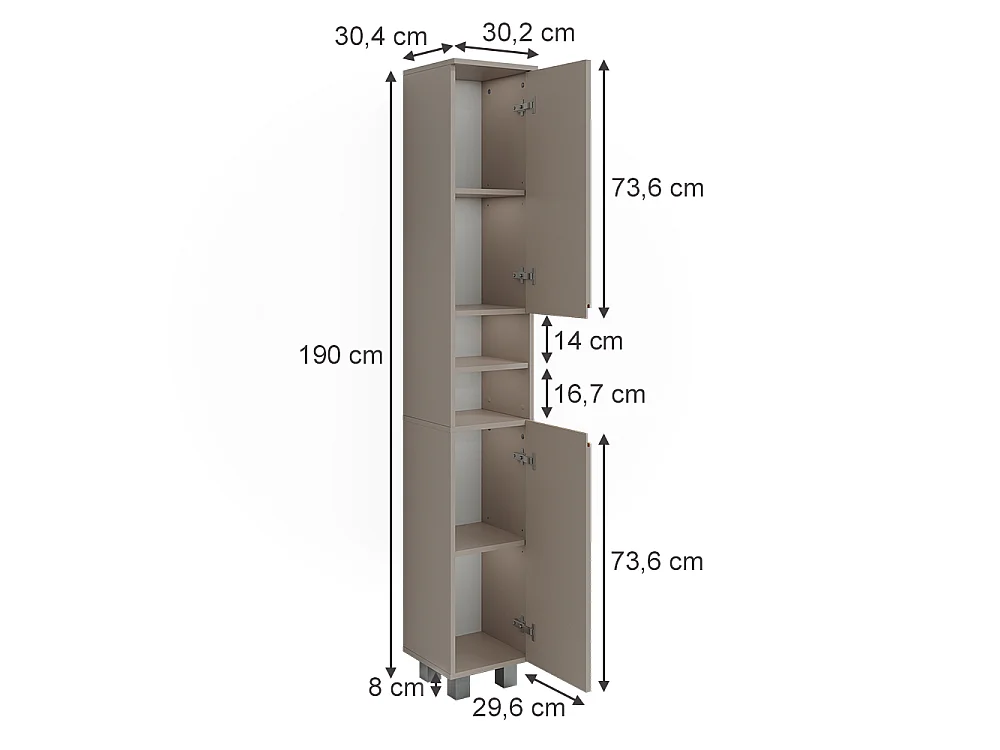 Badschrank cashmere/artisan 30.2x30.4x190 j-shape