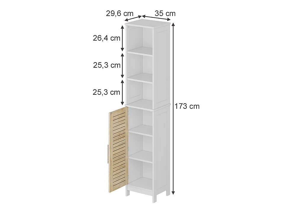Hochschrank weiß/eiche 35x29.6x173 looma