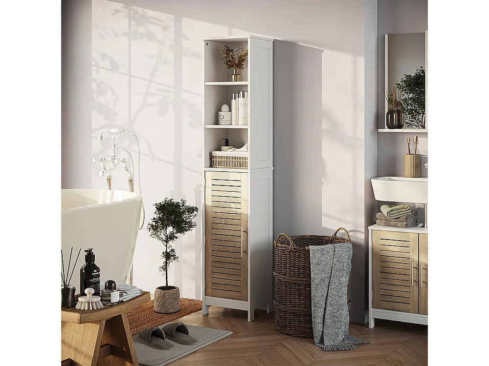 Hochschrank weiß/eiche 35x29.6x173 looma