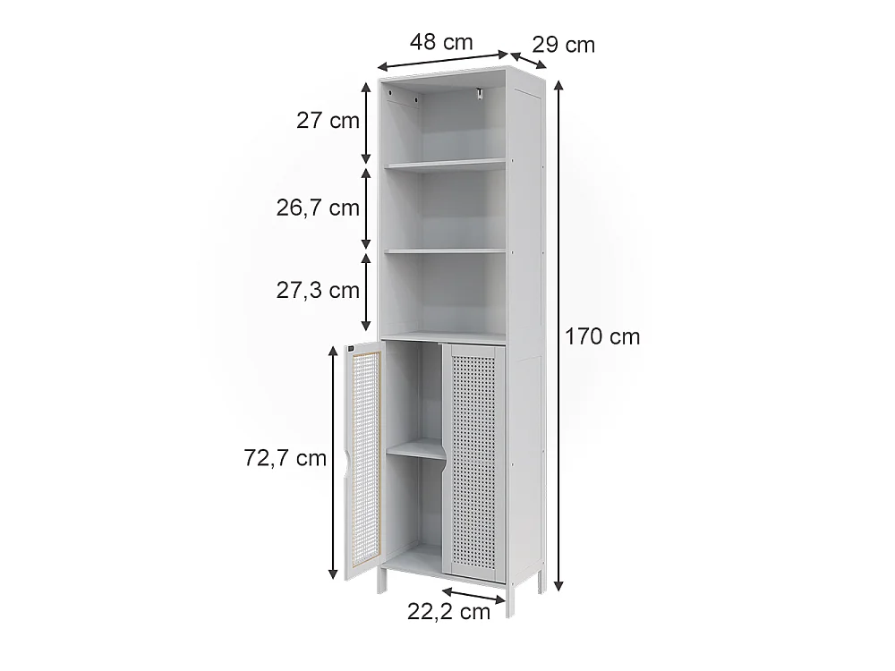 Hochschrank weiß 48x29x170 liora