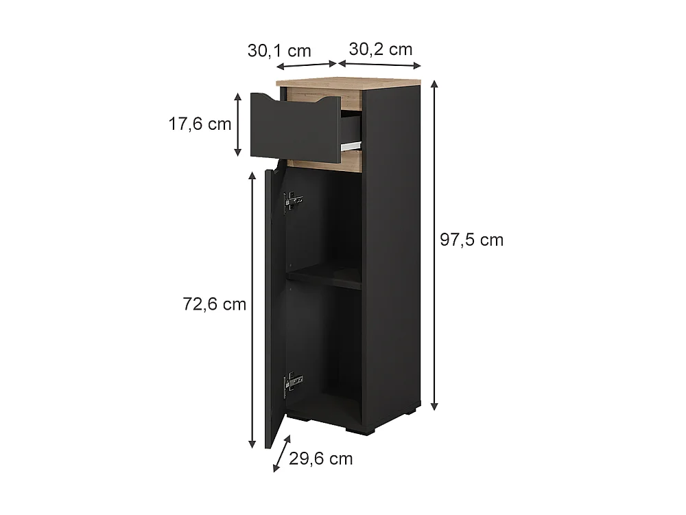 Midischrank anthrazit/artisan-eiche 30.2x30.1x97.5 ruben