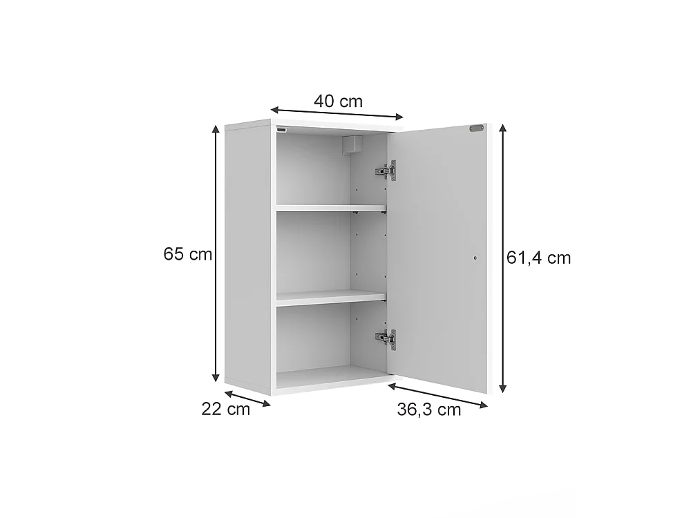 Armario de baño ondulación blanca 40x22x65 eliza