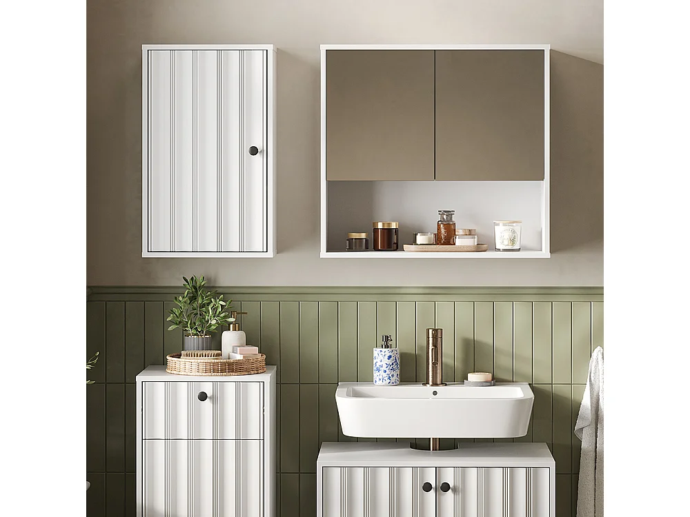 Armario de baño ondulación blanca 40x22x65 eliza