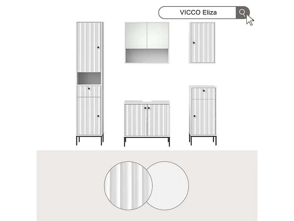 Armario de baño ondulación blanca 40x22x65 eliza
