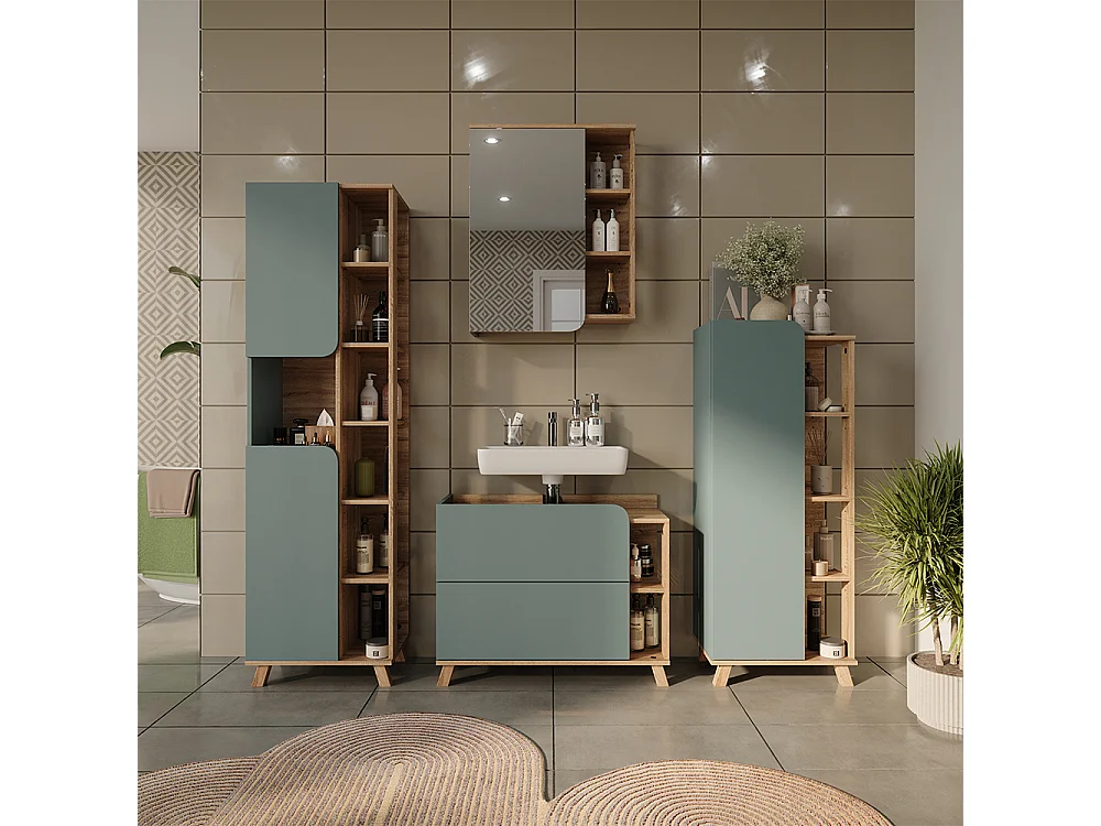 Badmöbel-Set blau/sonoma 80x35x65 karen