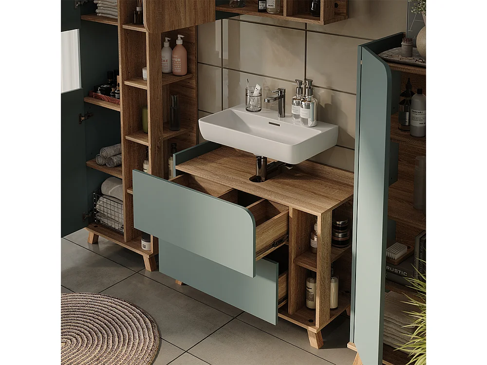 Badmöbel-Set blau/sonoma 80x35x65 karen