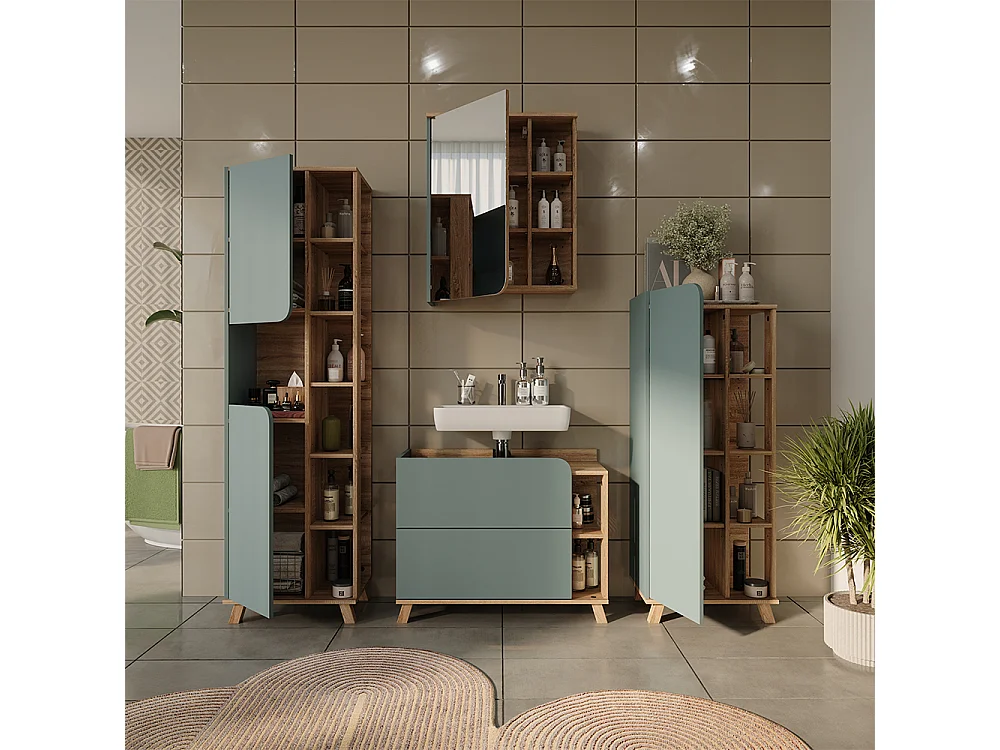 Badmöbel-Set blau/sonoma 80x35x65 karen