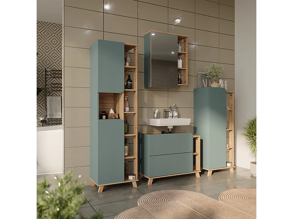 Badmöbel-Set blau/sonoma 80x35x65 karen