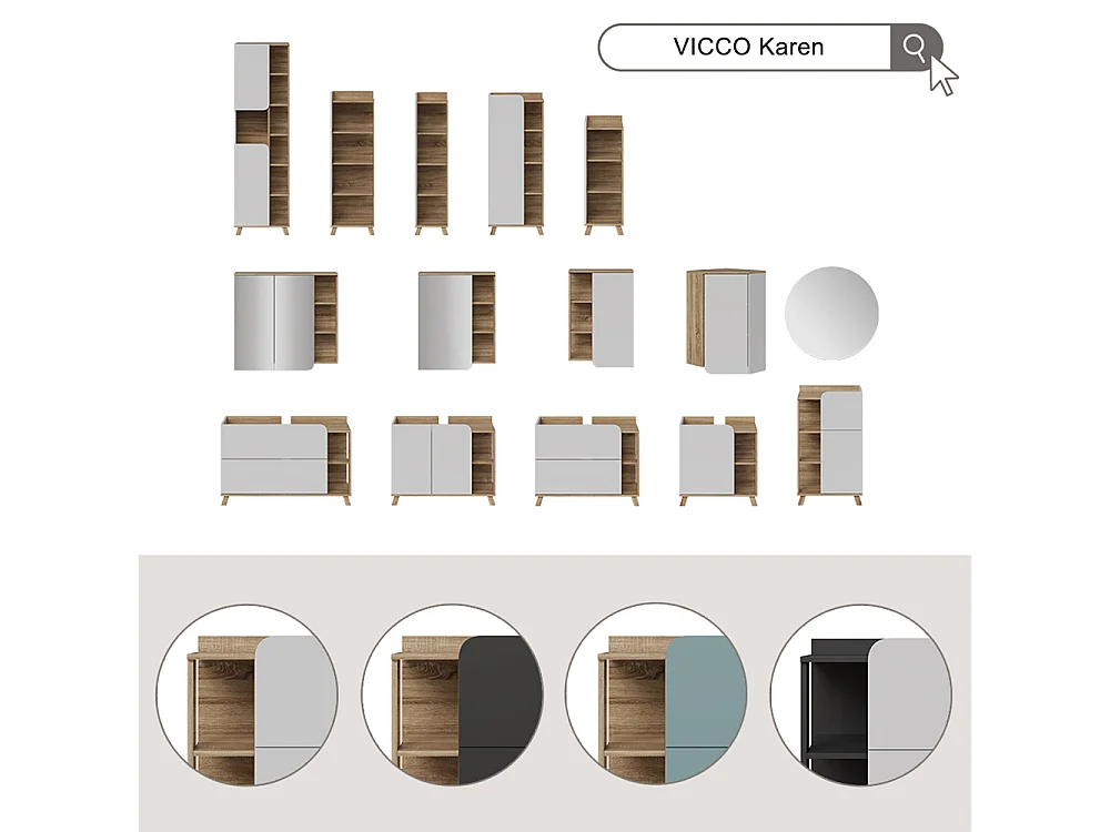 Badmöbel-Set blau/sonoma 80x35x65 karen
