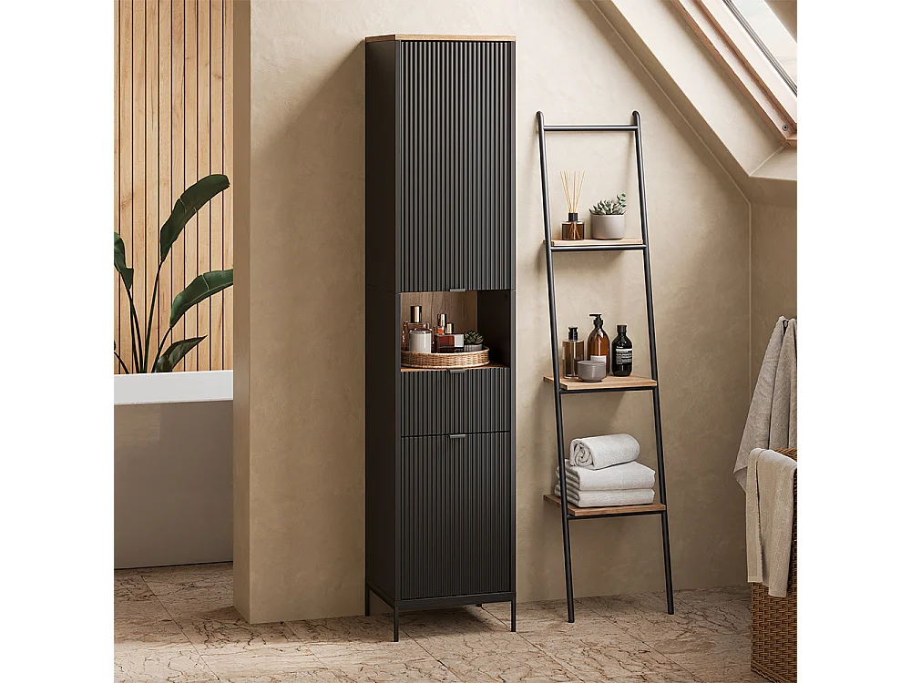 Hochschrank schwarz/viking oak 40x35x190 eliza