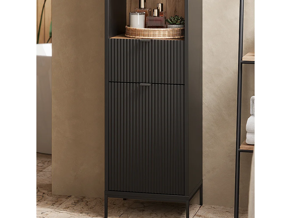 Hochschrank schwarz/viking oak 40x35x190 eliza