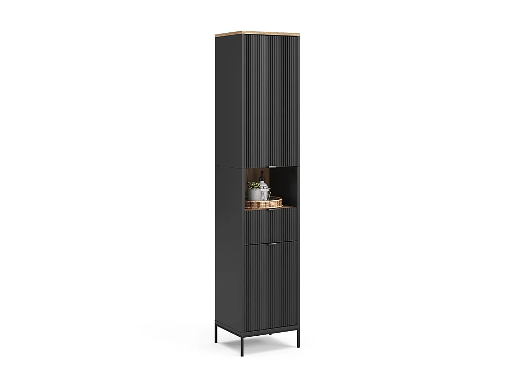 Hochschrank schwarz/viking oak 40x35x190 eliza