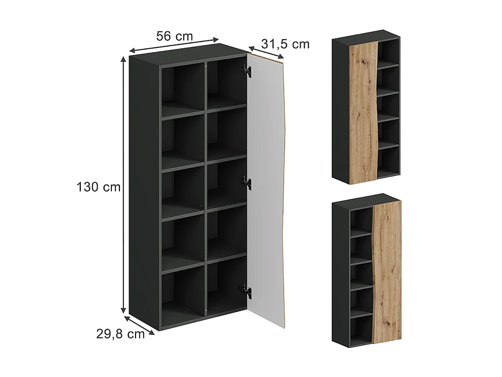 Badschrank artisan eiche/anthrazit 56x29.8x130 willow