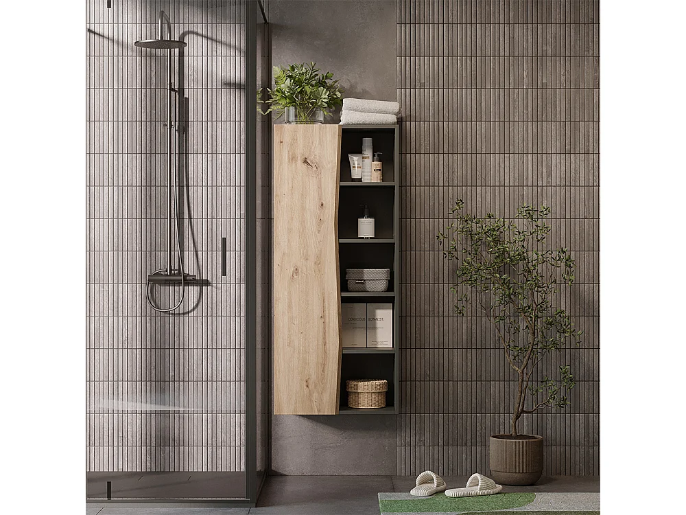 Badschrank artisan eiche/anthrazit 56x29.8x130 willow
