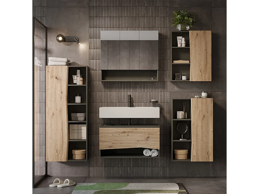Badschrank artisan eiche/anthrazit 56x29.8x130 willow