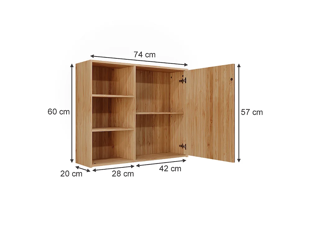 Armoire de toilette bambou 74x20x60 lucie