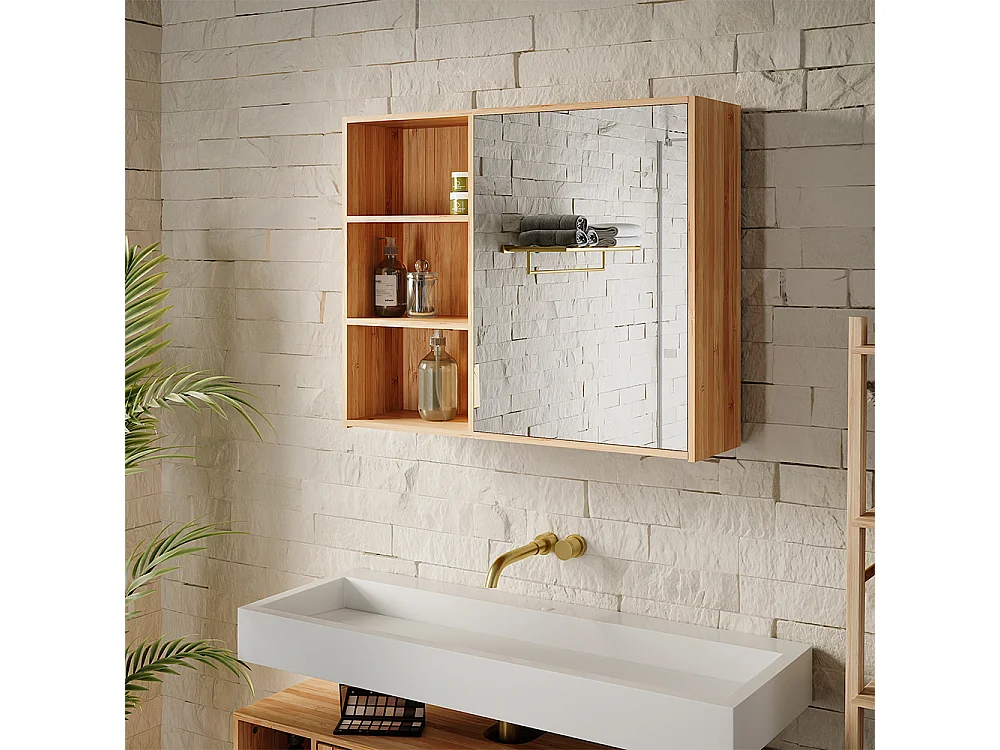 Armoire de toilette bambou 74x20x60 lucie