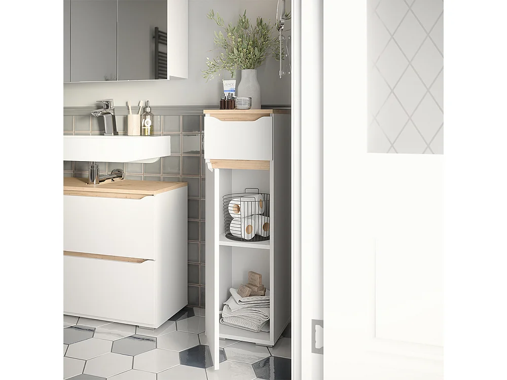 Midischrank weiß/artisan-eiche 30.2x30.1x97.5 ruben