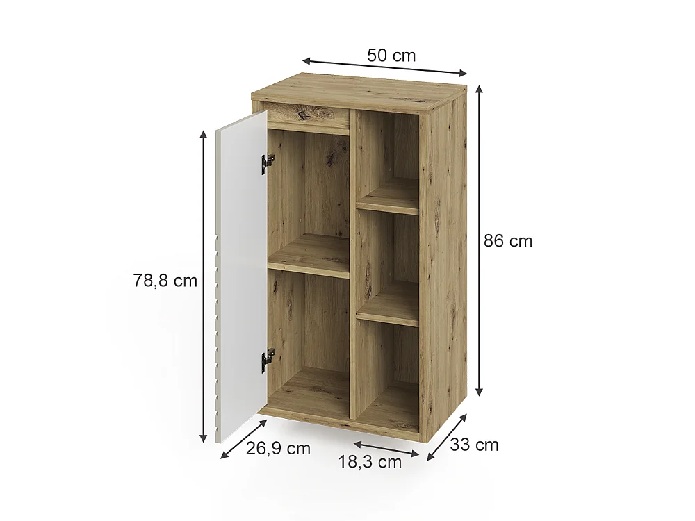 Midischrank artisan-eiche/cashmere 50x33x86 viola