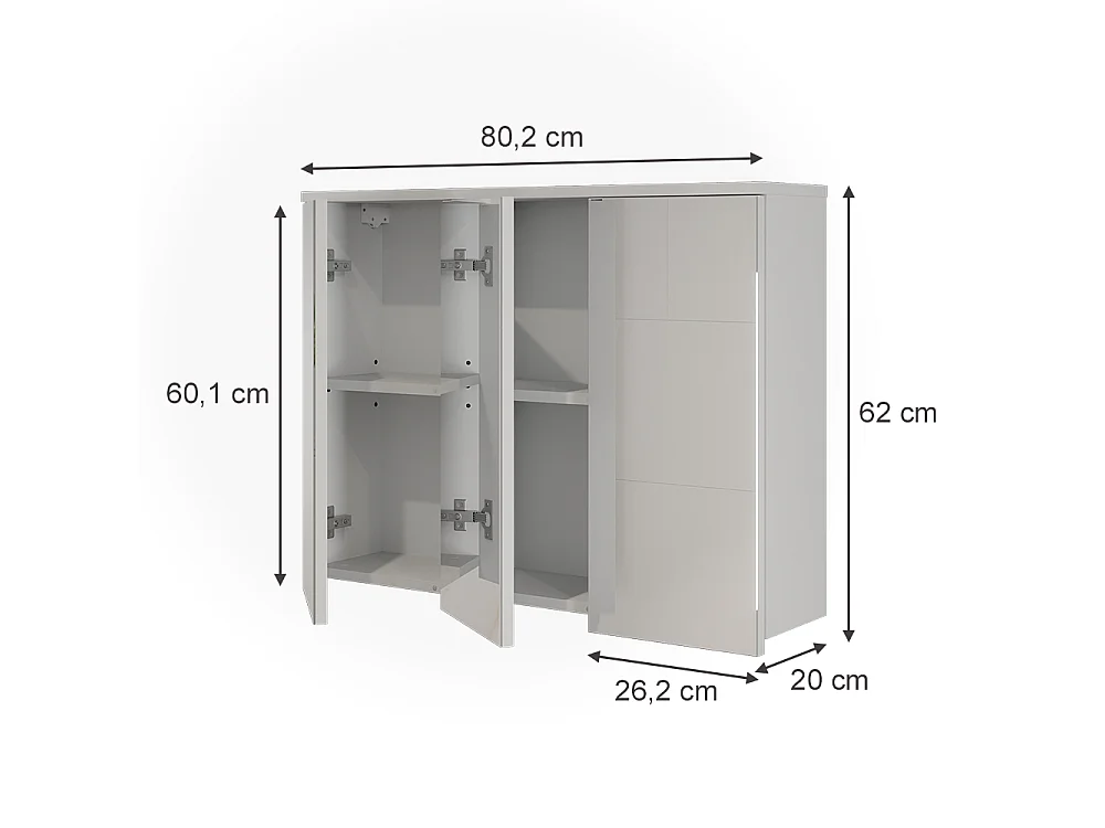 Badkamerspiegelkast wit/artisanaal eiken 80.2x20x62 ruben
