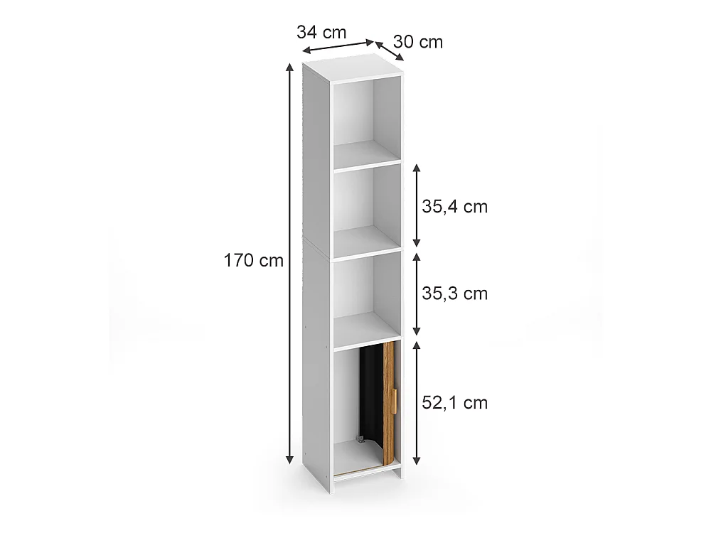 Hochschrank eiche/weiß 34x30x170 norea