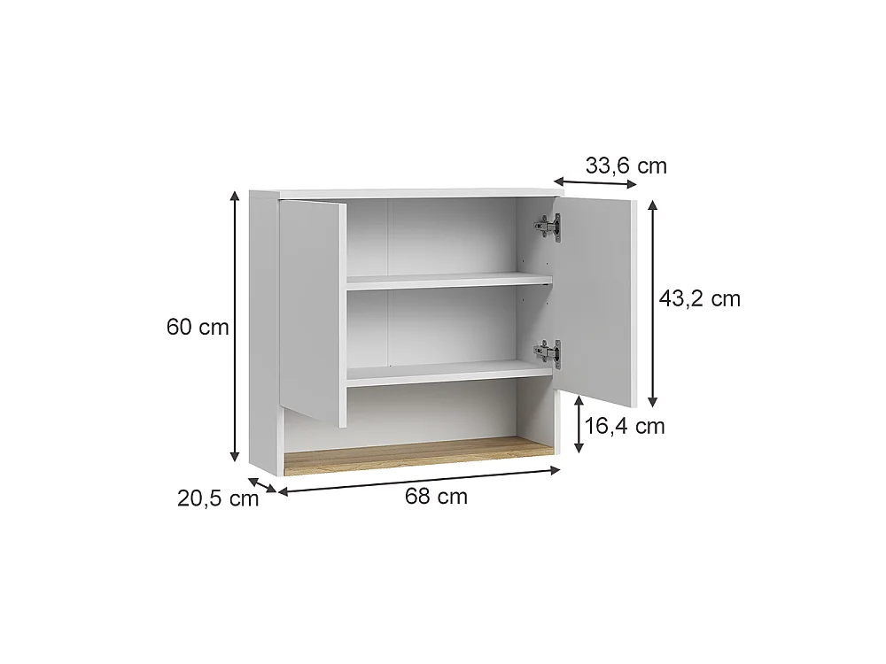 Armario de baño blanco/roble artesanal 68x20.5x60 viktor