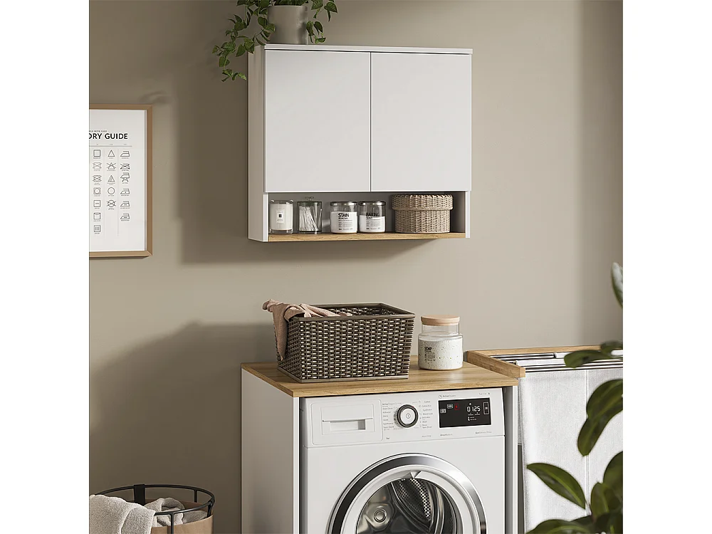 Armario de baño blanco/roble artesanal 68x20.5x60 viktor