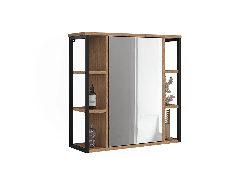 Armoire de toilette chêne/noir 60x20x60 linara