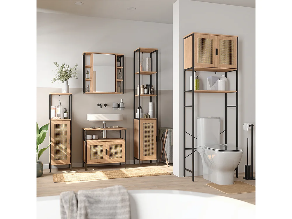 Armoire de toilette chêne/noir 60x20x60 linara