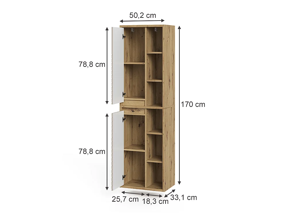 Hochschrank artisan-eiche/cashmere 50.2x33.1x170 viola