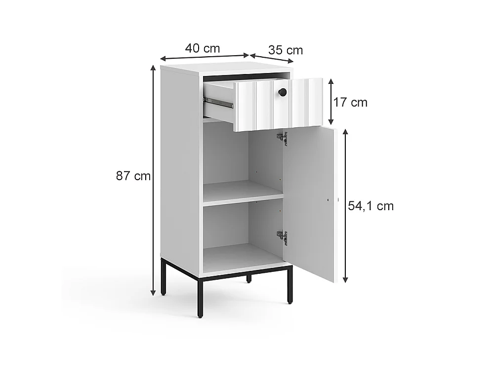 Midischrank weiß riffel 40x35x87 eliza
