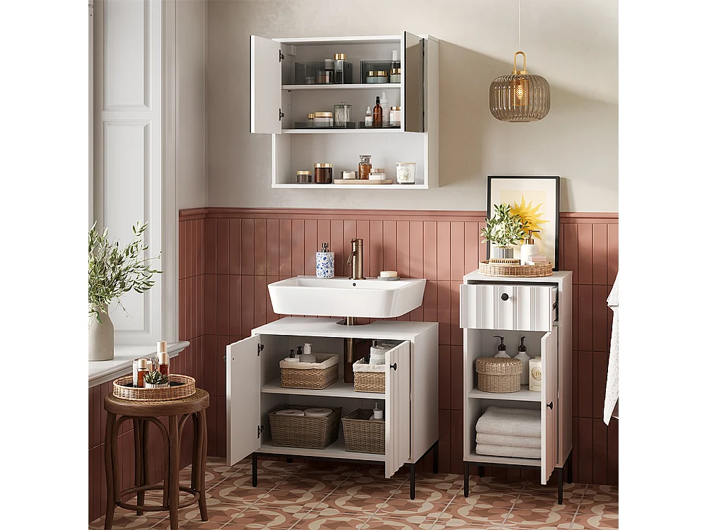 Midischrank weiß riffel 40x35x87 eliza
