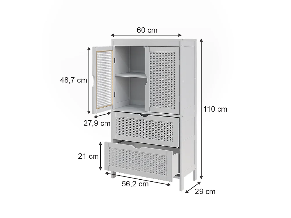 Midischrank weiß 60x29x110 liora