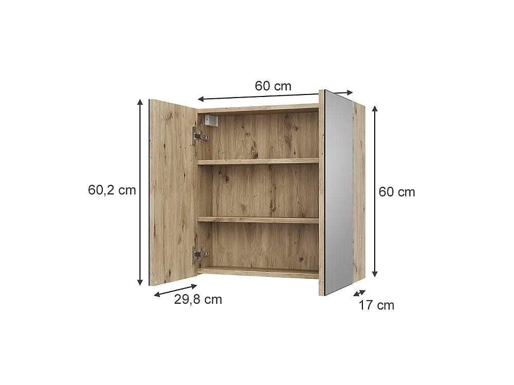 Armoire de toilette chêne artisan 60x17x60.2 lavia