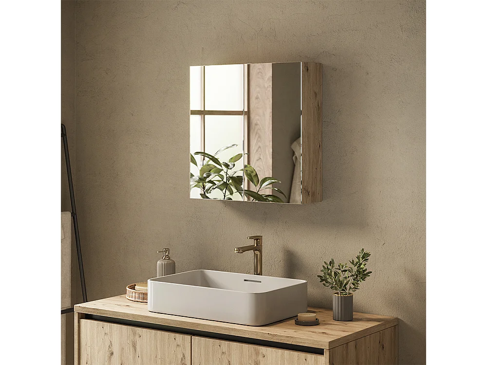 Armoire de toilette chêne artisan 60x17x60.2 lavia