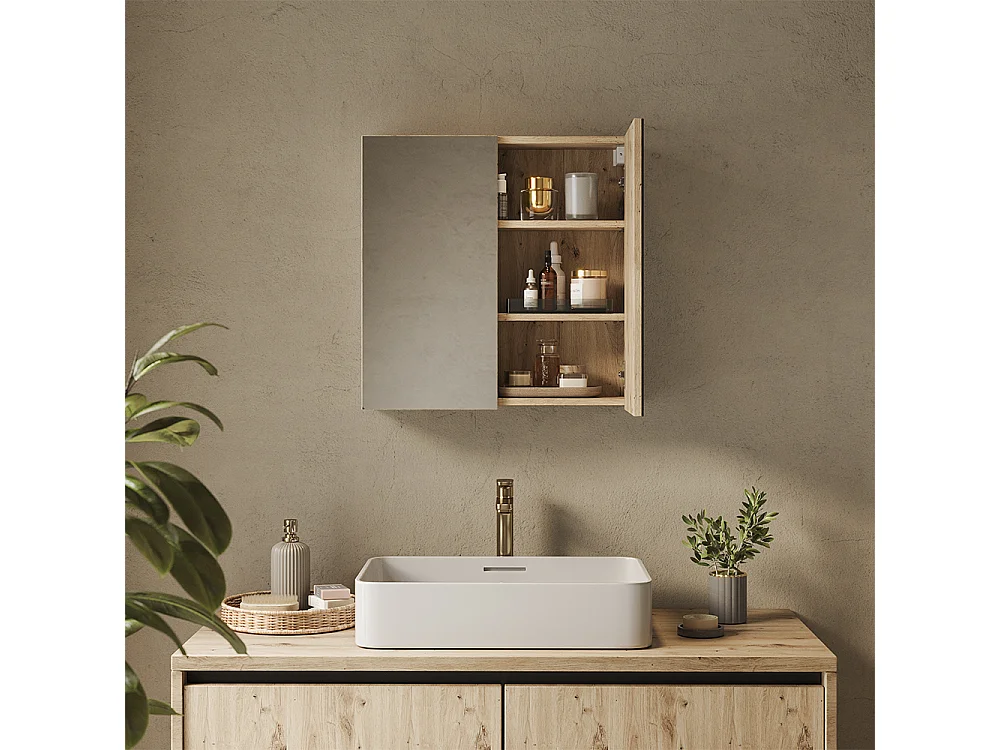 Armoire de toilette chêne artisan 60x17x60.2 lavia