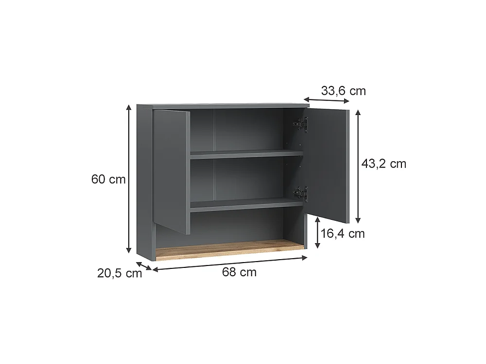 Armario de baño antracita/roble dorado 68x20.5x60 viktor