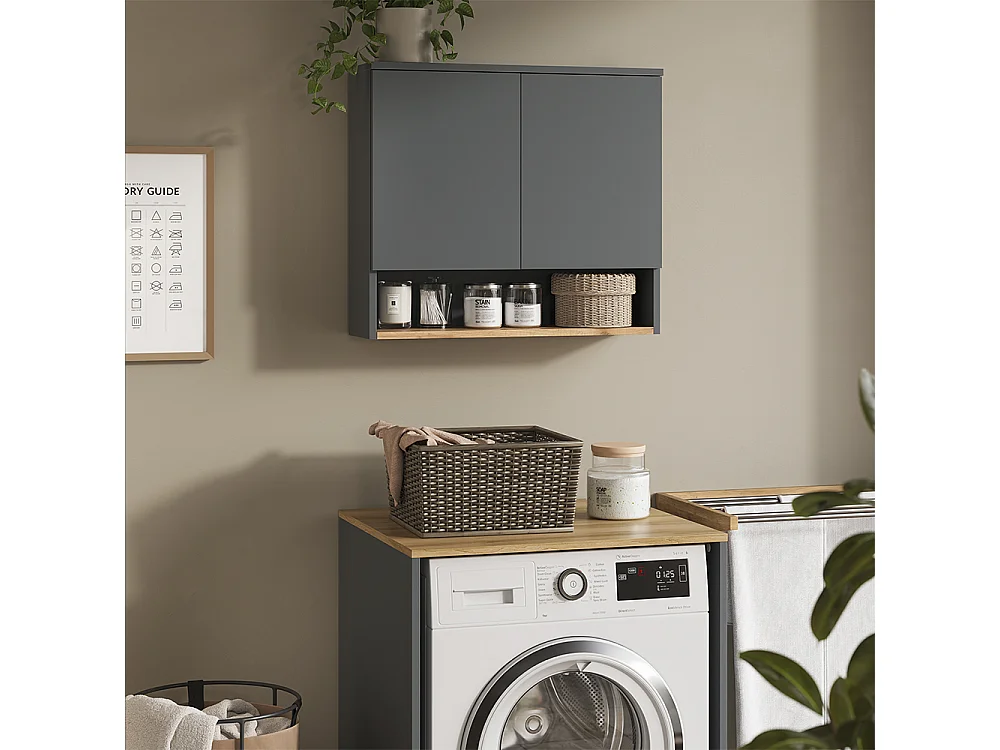 Armario de baño antracita/roble dorado 68x20.5x60 viktor