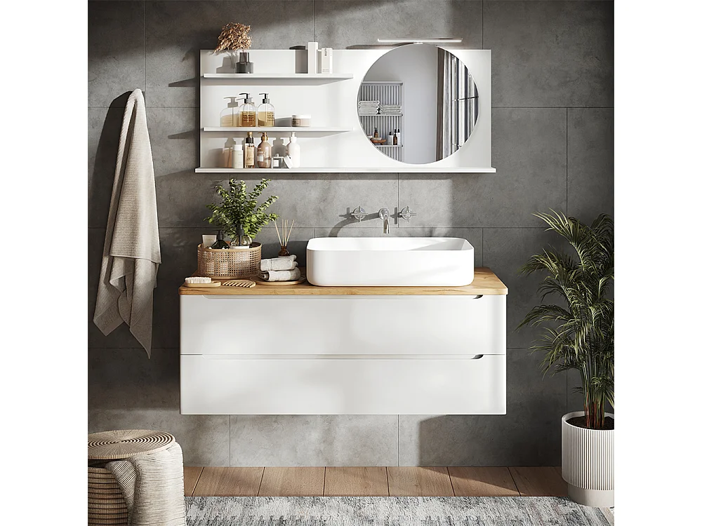 Spiegelregal   weiß 120x13.5x50 avena