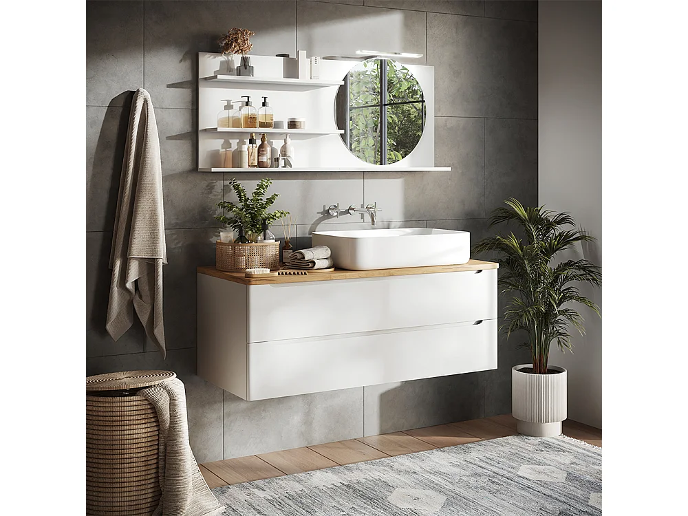 Spiegelregal   weiß 120x13.5x50 avena