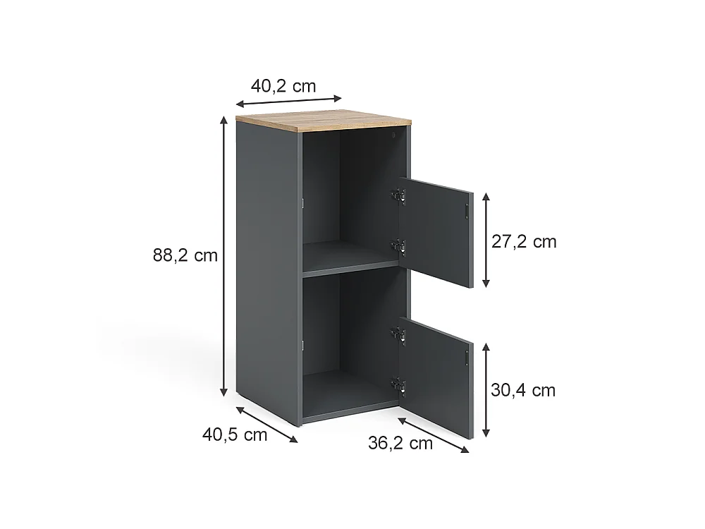 Wäscheschrank anthrazit/goldkraft eiche 40.2x40.5x88.2 viktor