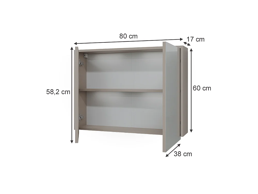 Armoire de toilette cachemire 80x17x60 j-shape