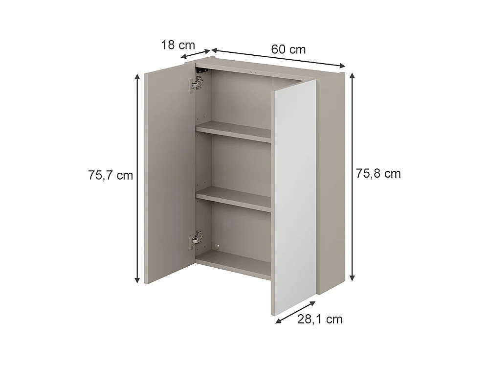 Armoire de toilette cachemire 60x18x75.8 ruford