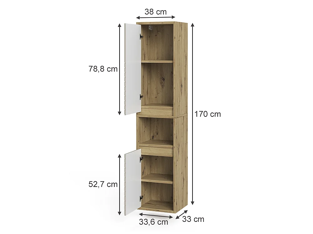 Hochschrank artisan-eiche/cashmere 38x33x170 viola