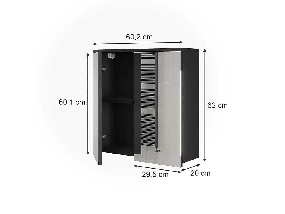 Armoire de toilette anthracite 60.2x20x62 ruben