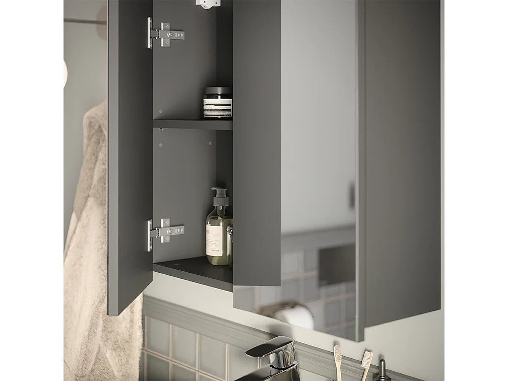 Armoire de toilette anthracite 60.2x20x62 ruben