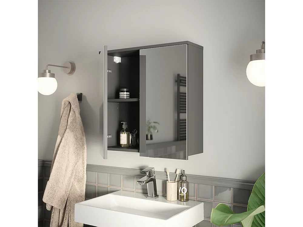 Armoire de toilette anthracite 60.2x20x62 ruben
